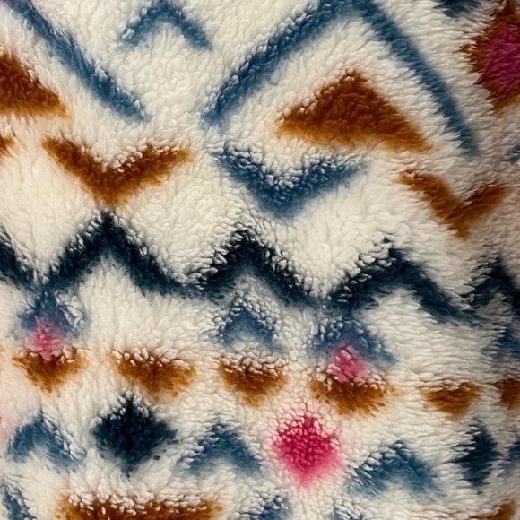 Eddie Bauer Size M Midweight Plush Quarter Zip Fleece Pullover Vanilla Aztec - Picture 7 of 9